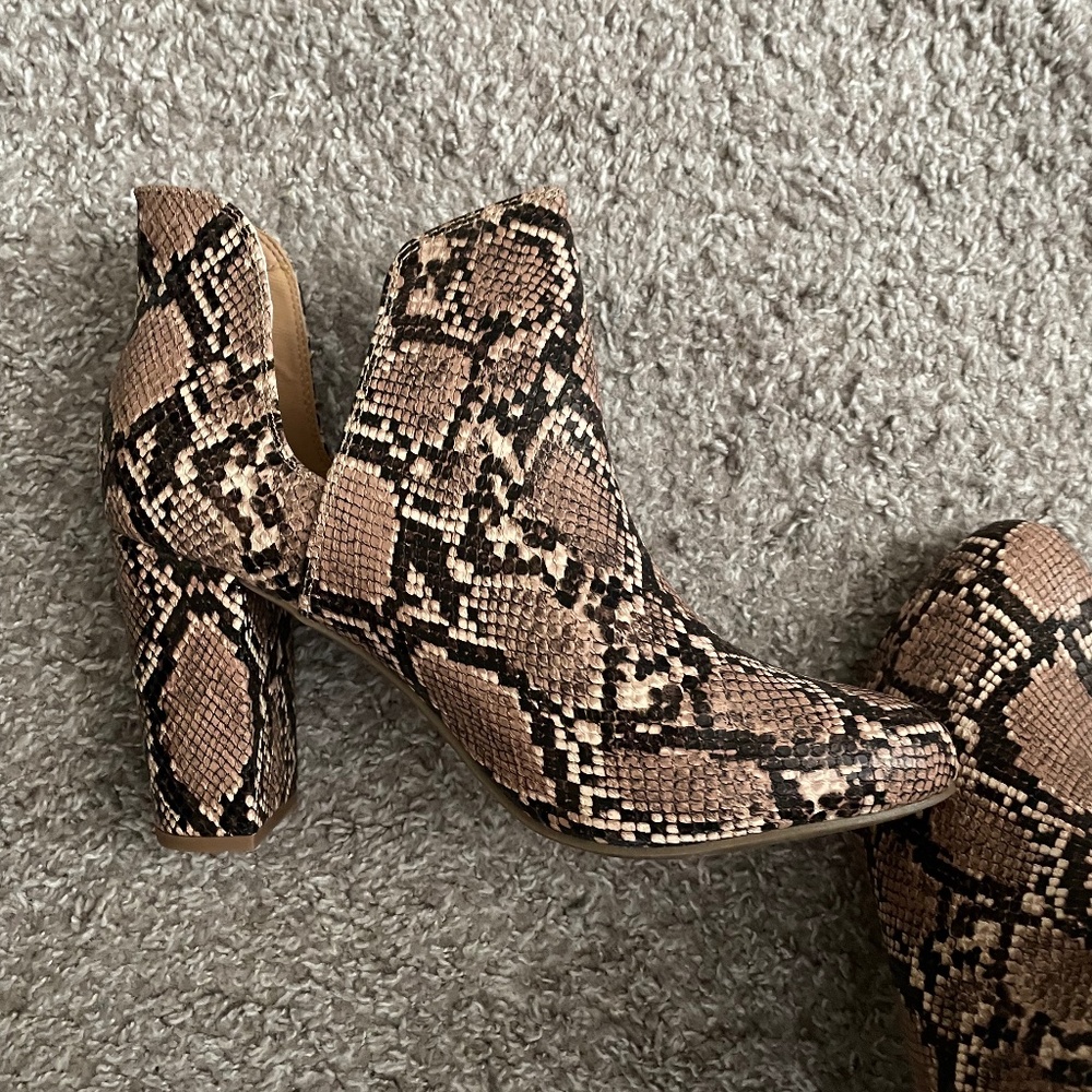 Snake Print Block Heels